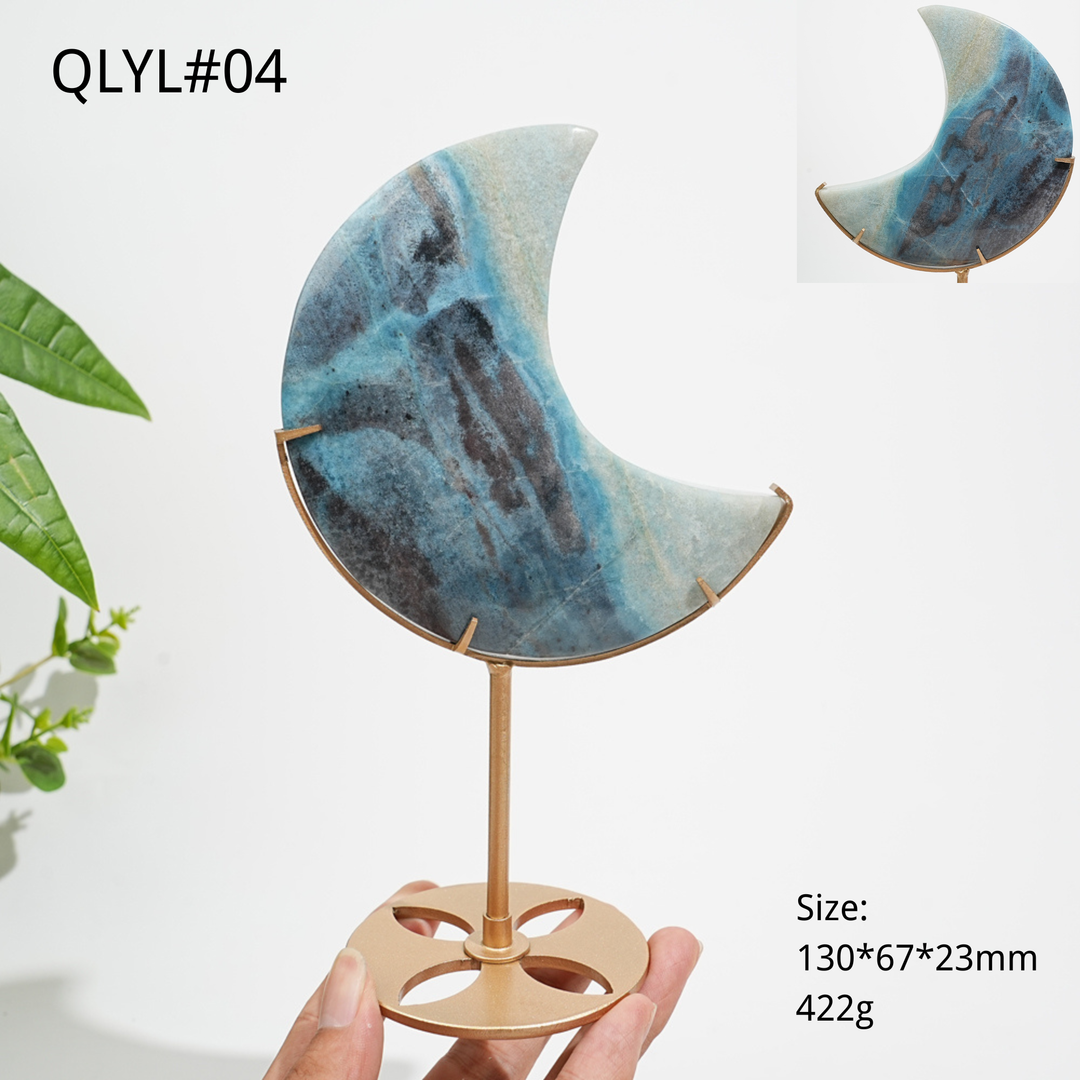 Unique,Natural Crystal Trolleite Moon With Stand