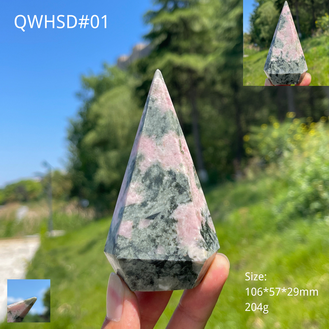 Unique,A Slightly Imperfect Natural Rhodonite With Diopside Teardrop