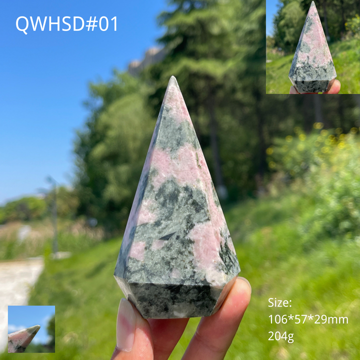 Unique,A Slightly Imperfect Natural Rhodonite With Diopside Teardrop