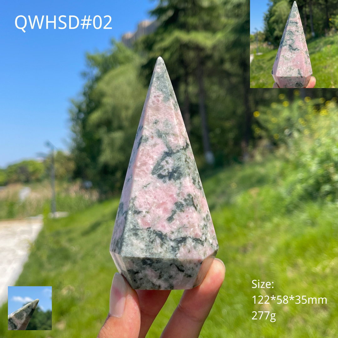 Unique,A Slightly Imperfect Natural Rhodonite With Diopside Teardrop