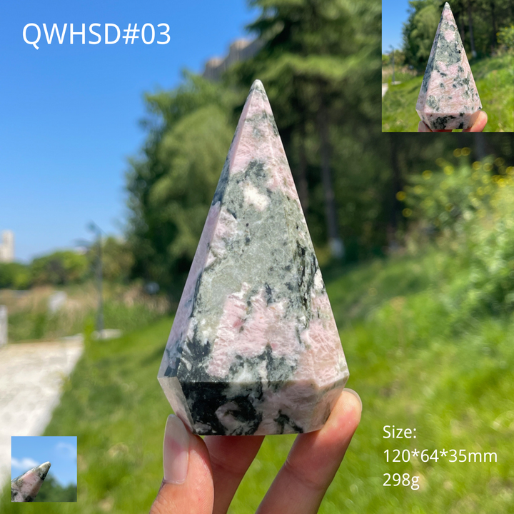 Unique,A Slightly Imperfect Natural Rhodonite With Diopside Teardrop