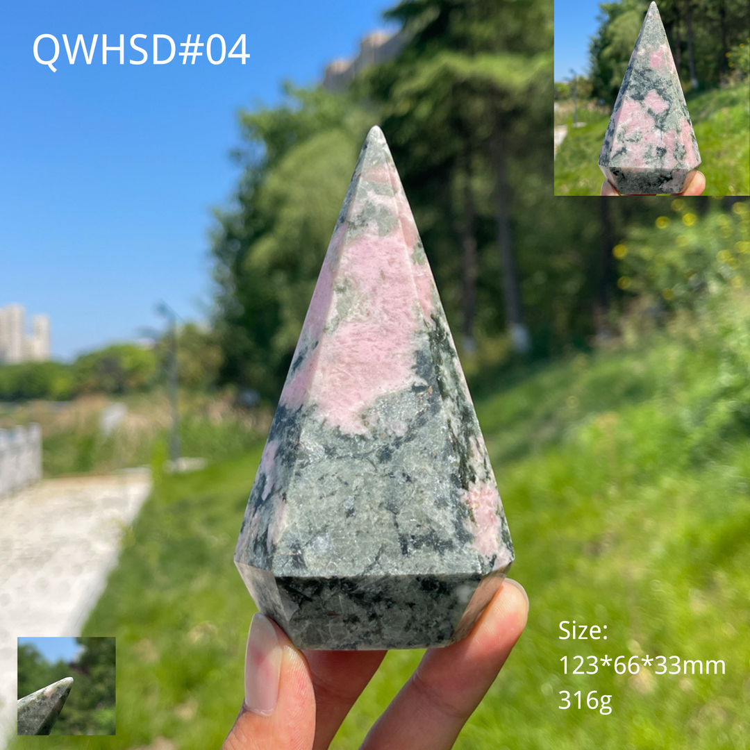 Unique,A Slightly Imperfect Natural Rhodonite With Diopside Teardrop