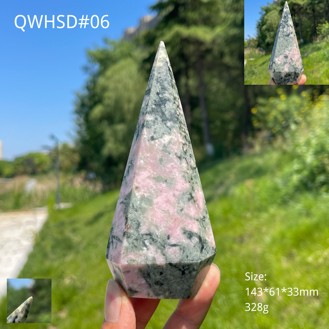 Unique,A Slightly Imperfect Natural Rhodonite With Diopside Teardrop