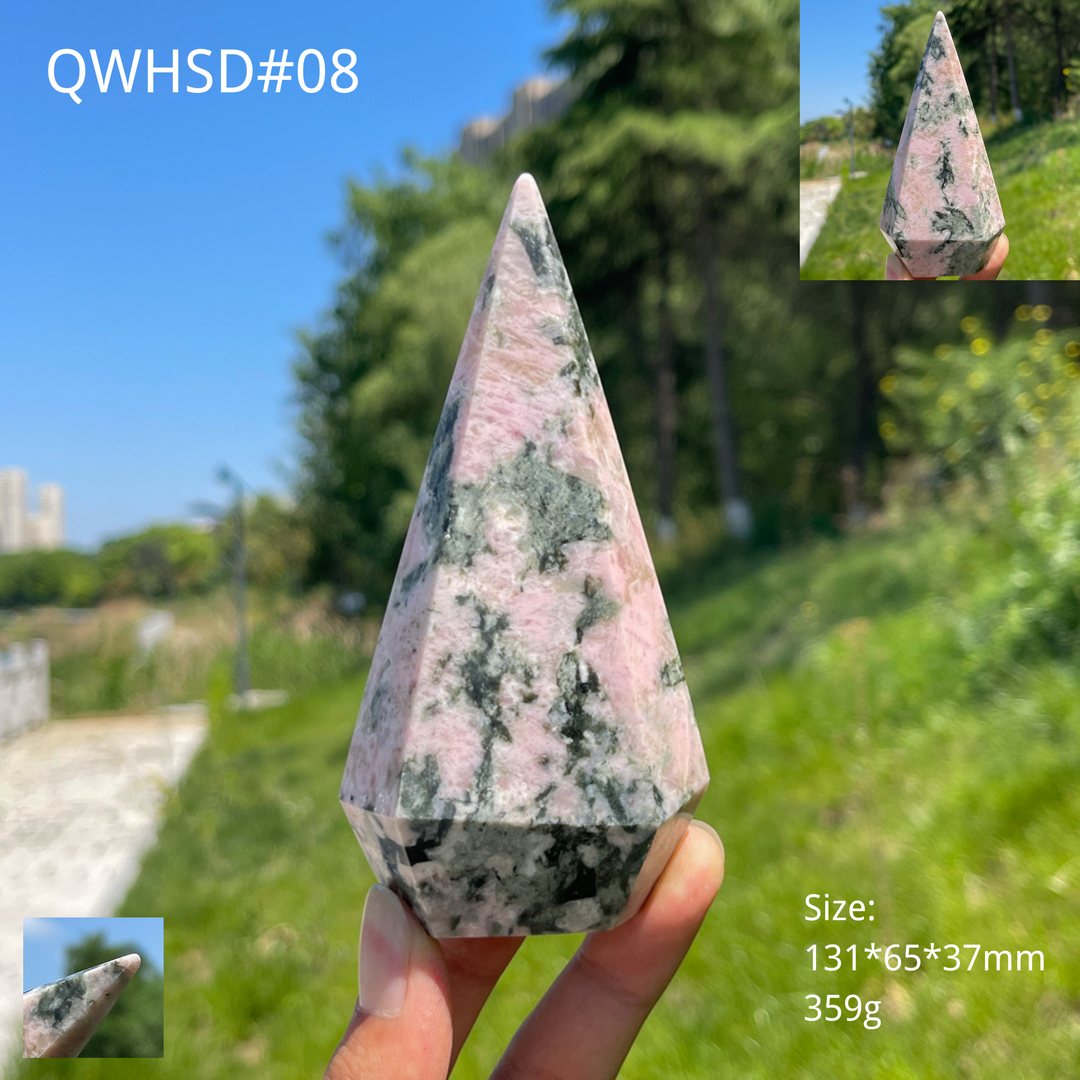 Unique,A Slightly Imperfect Natural Rhodonite With Diopside Teardrop