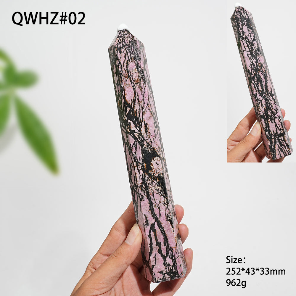 Unique,Natural Crystal Large Rhodonite Point