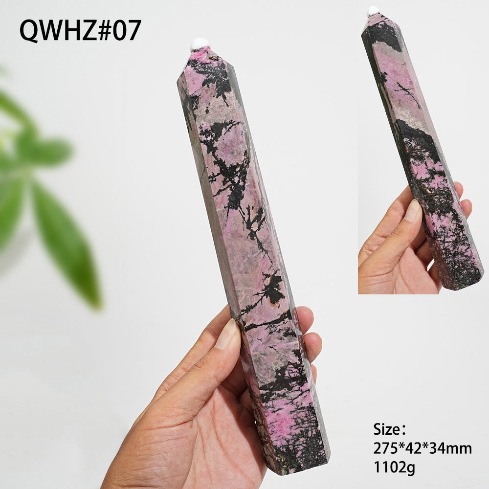 Unique,Natural Crystal Large Rhodonite Point