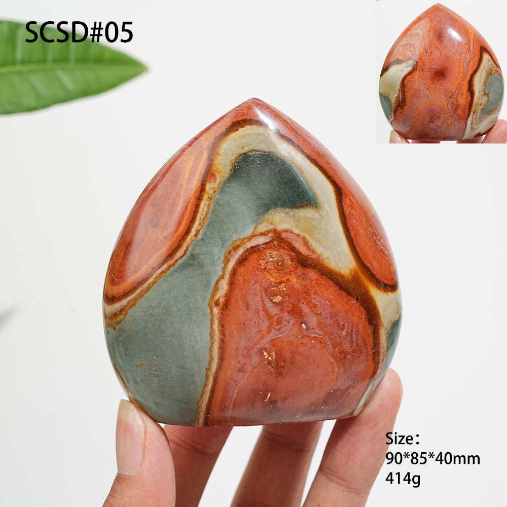 Unique,Natural Crystal Polychrome Jasper Teardrop