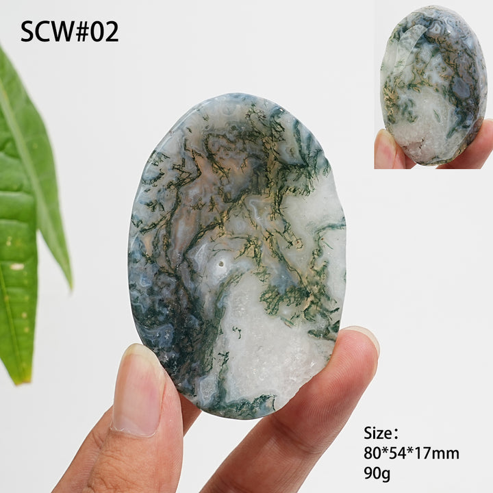 Unique,Natural Crystal Carving Moss Agate Bowl