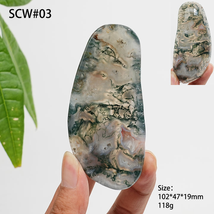 Unique,Natural Crystal Carving Moss Agate Bowl