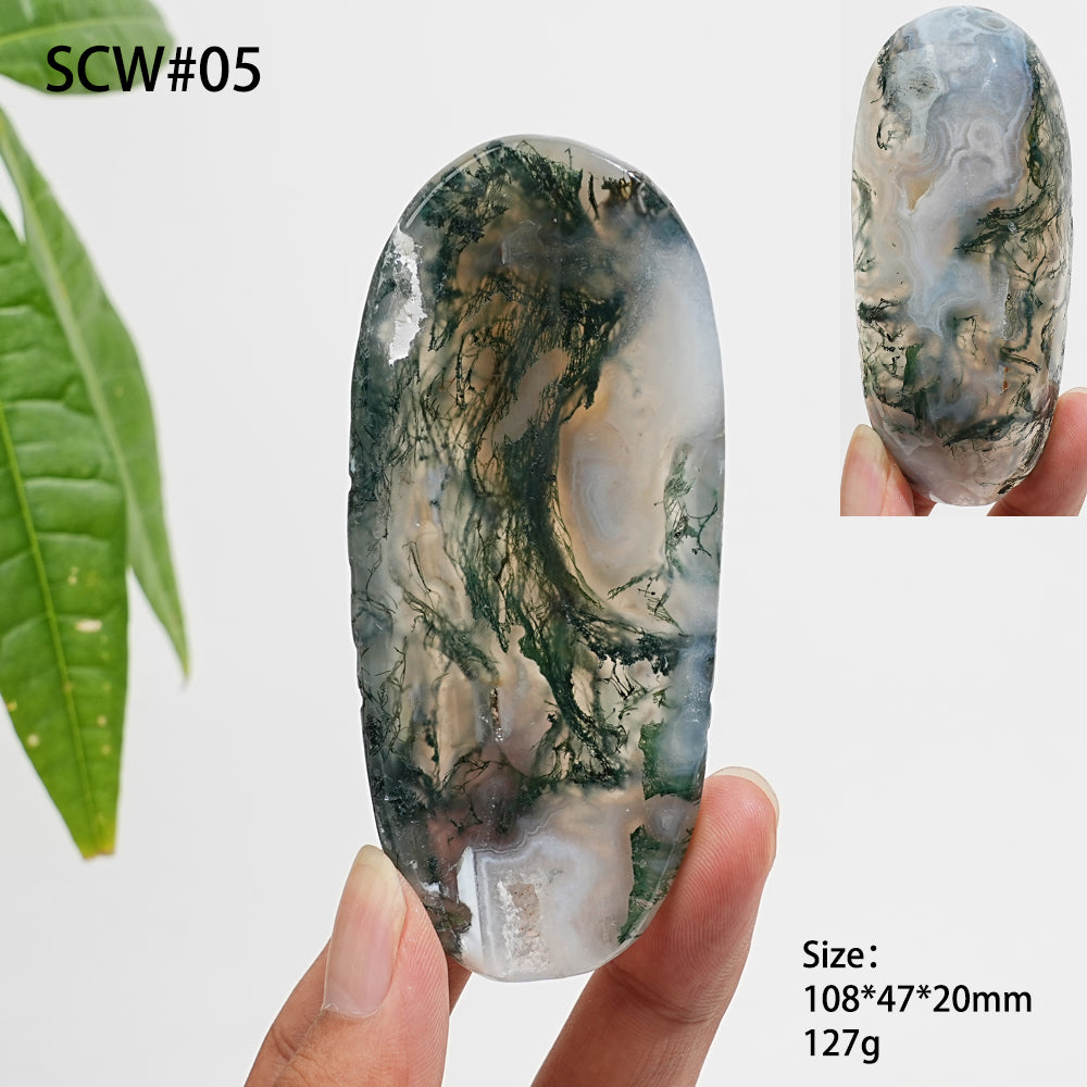 Unique,Natural Crystal Carving Moss Agate Bowl