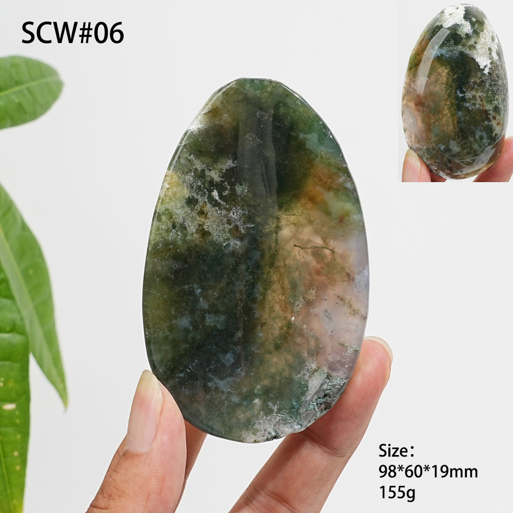 Unique,Natural Crystal Carving Moss Agate Bowl