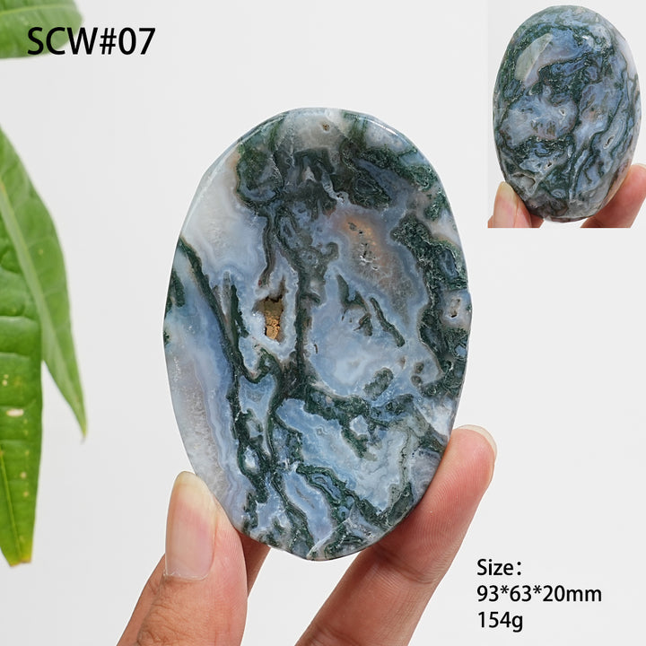 Unique,Natural Crystal Carving Moss Agate Bowl