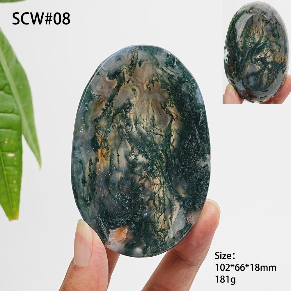 Unique,Natural Crystal Carving Moss Agate Bowl