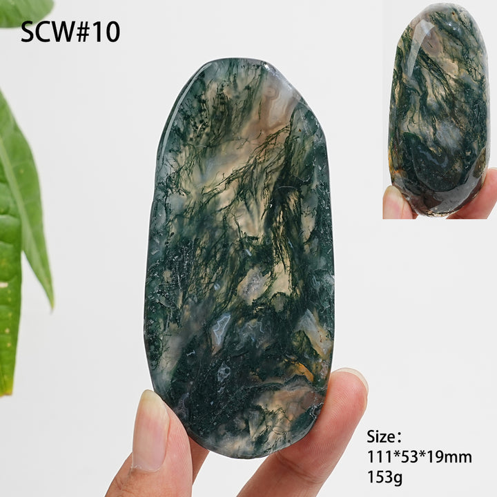 Unique,Natural Crystal Carving Moss Agate Bowl