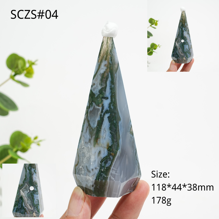 Unique,A Slightly Imperfect Natural Crystal Moss Agate Diamond Tower