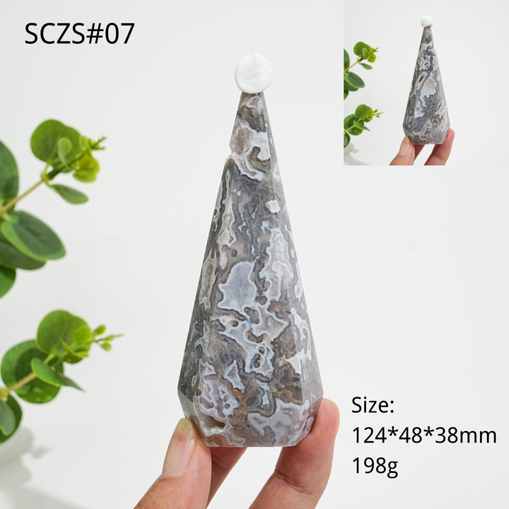 Unique,A Slightly Imperfect Natural Crystal Moss Agate Diamond Tower