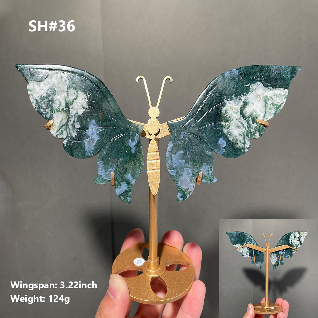 Unique,Moss Agate Butterfly