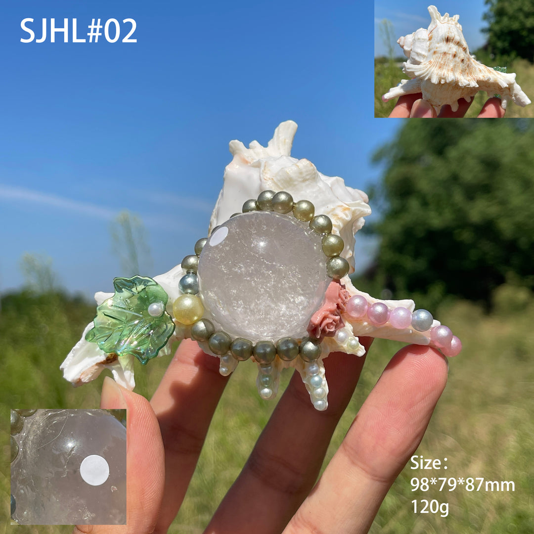 Unique,A Slightly Imperfect Natural Crystal Sphere With Conch