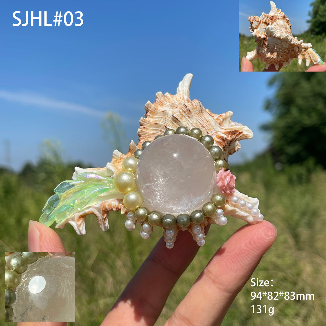 Unique,A Slightly Imperfect Natural Crystal Sphere With Conch
