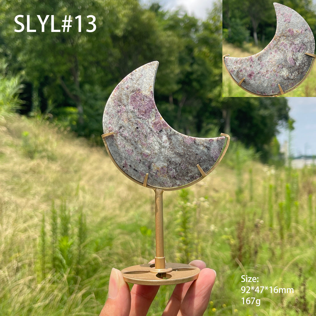 Unique,Natural Crystal Garnet Moon Carving