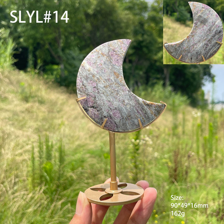 Unique,Natural Crystal Garnet Moon Carving