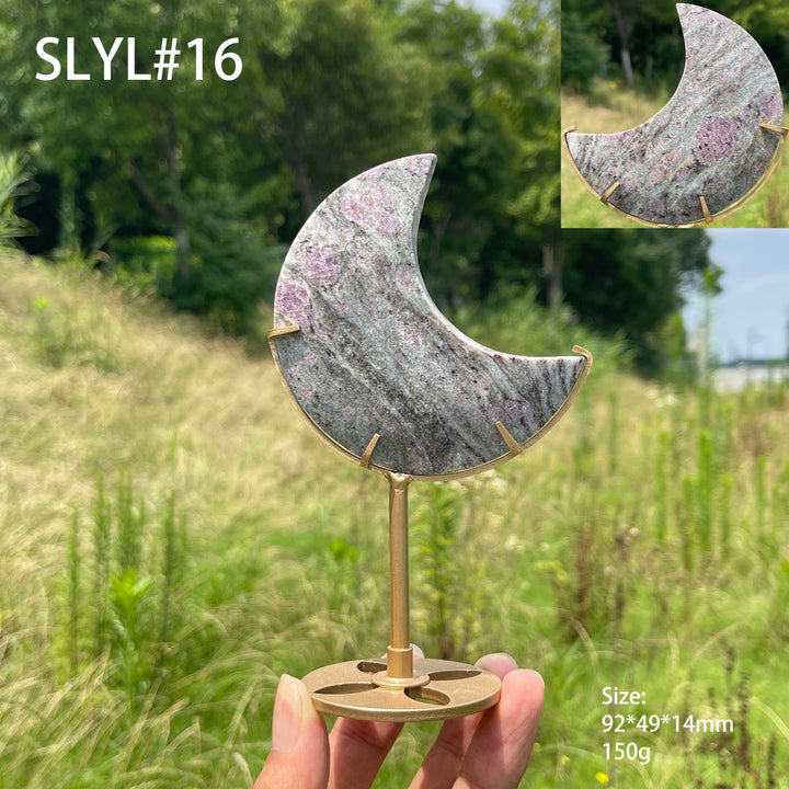 Unique,Natural Crystal Garnet Moon Carving