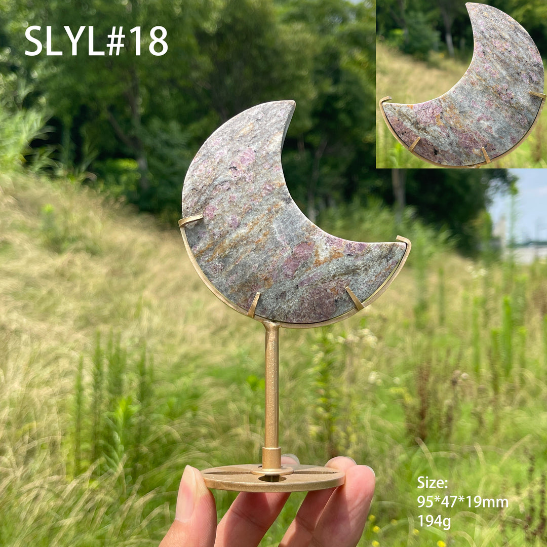 Unique,Natural Crystal Garnet Moon Carving