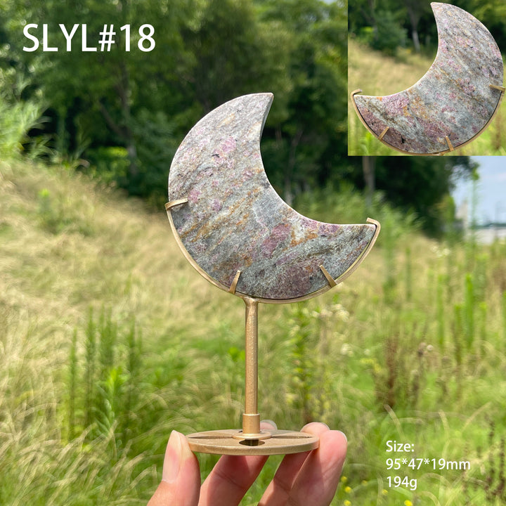Unique,Natural Crystal Garnet Moon Carving