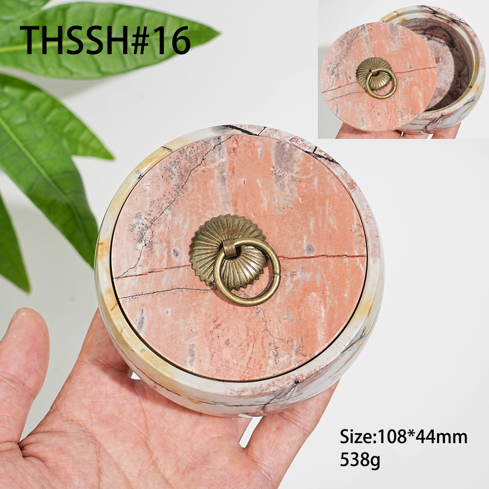 Unique,Natural Artisan Picture Jasper Trinket Box