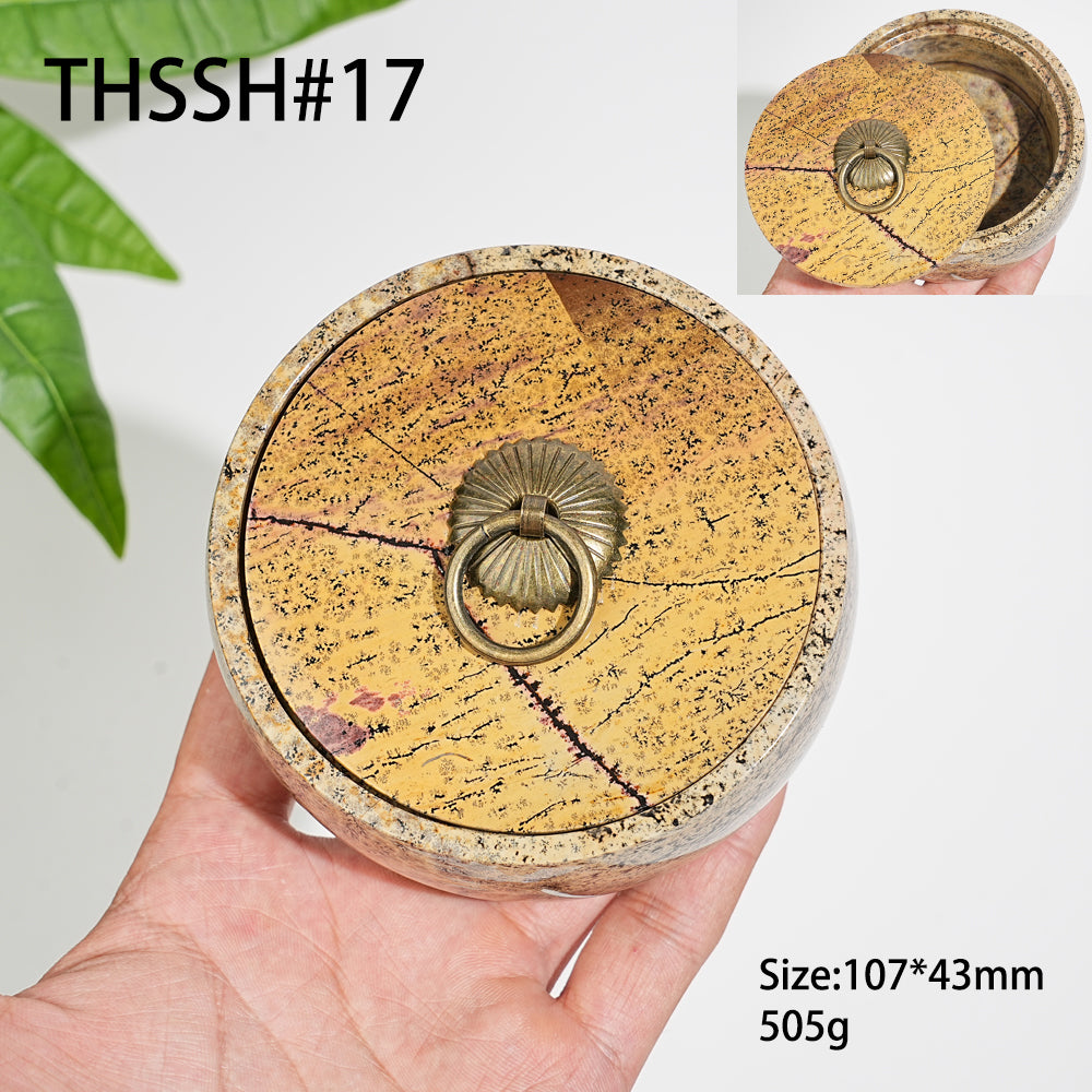 Unique,Natural Artisan Picture Jasper Trinket Box