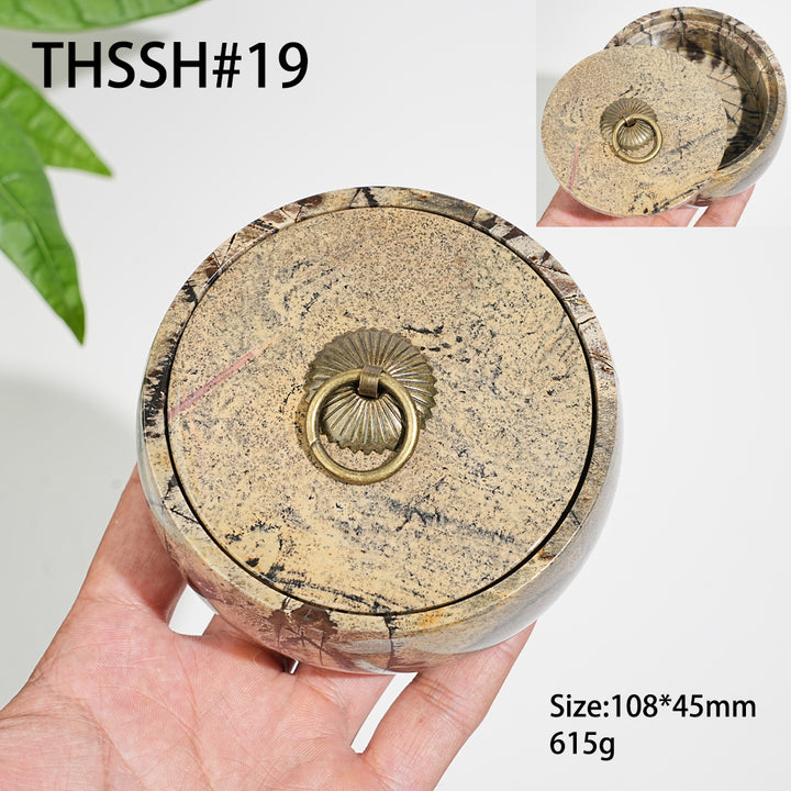 Unique,Natural Artisan Picture Jasper Trinket Box