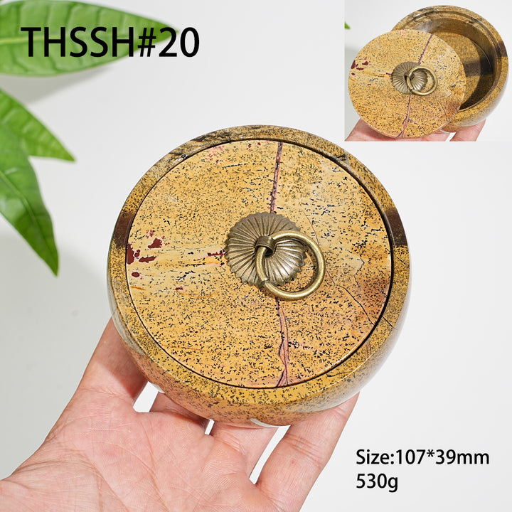 Unique,Natural Artisan Picture Jasper Trinket Box