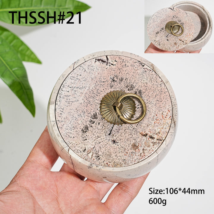 Unique,Natural Artisan Picture Jasper Trinket Box