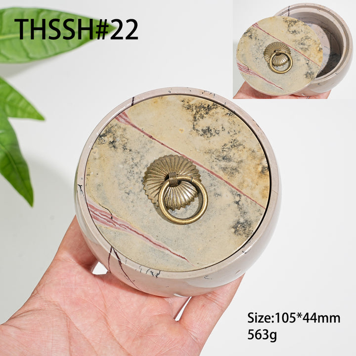 Unique,Natural Artisan Picture Jasper Trinket Box