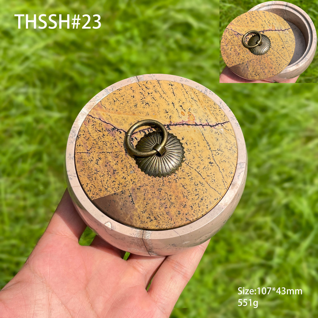 Unique,Natural Artisan Picture Jasper Trinket Box