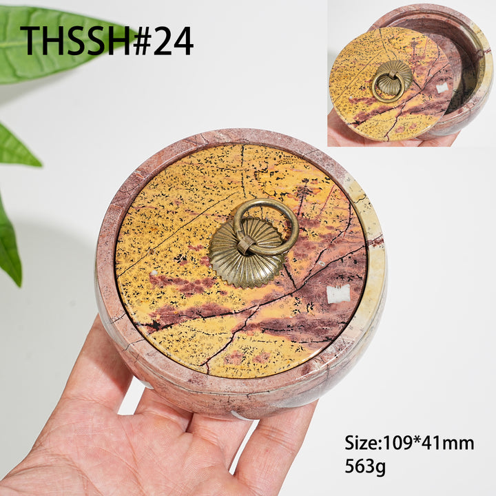 Unique,Natural Artisan Picture Jasper Trinket Box
