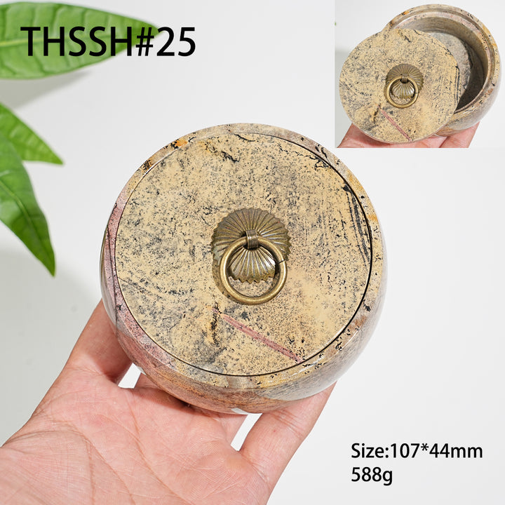 Unique,Natural Artisan Picture Jasper Trinket Box