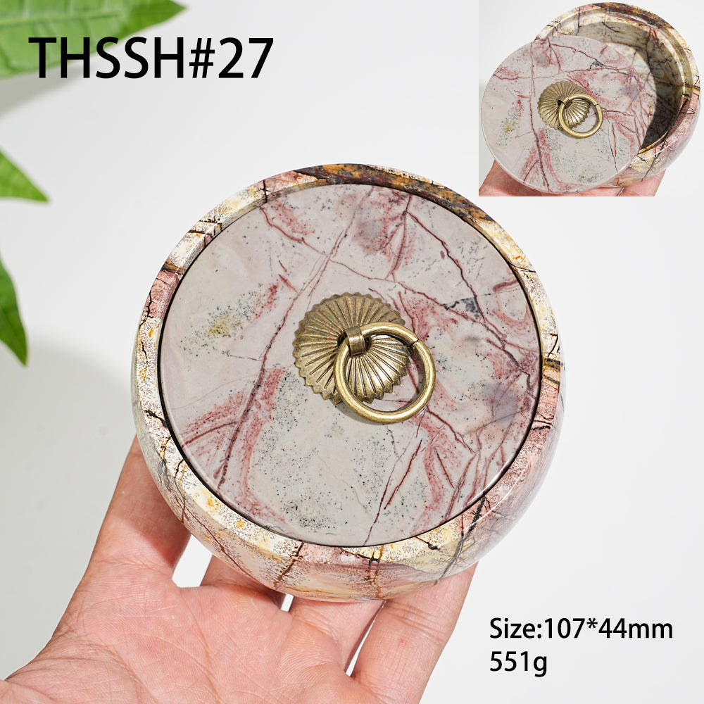 Unique,Natural Artisan Picture Jasper Trinket Box