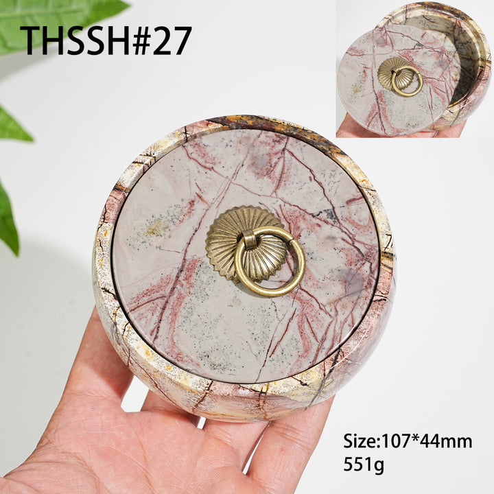 Unique,Natural Artisan Picture Jasper Trinket Box