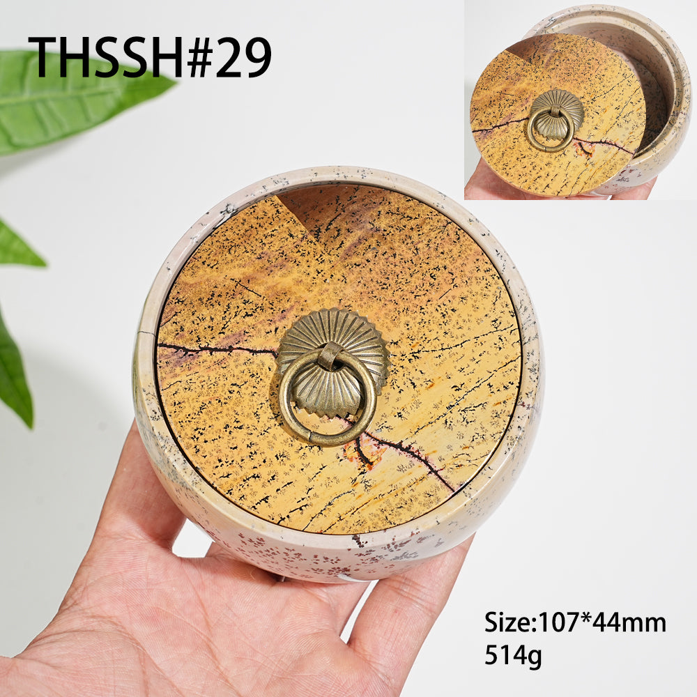 Unique,Natural Artisan Picture Jasper Trinket Box