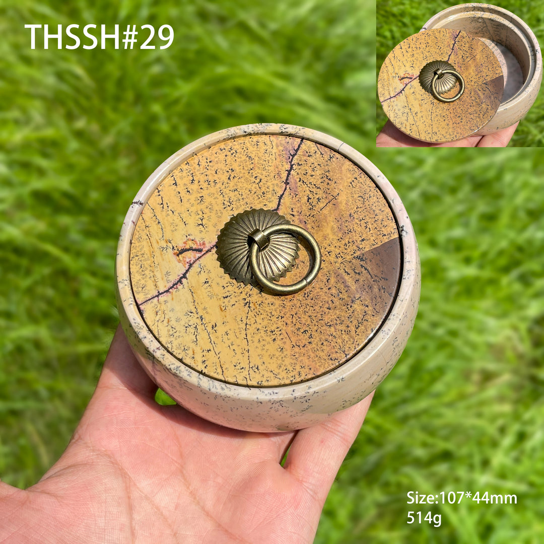 Unique,Natural Artisan Picture Jasper Trinket Box