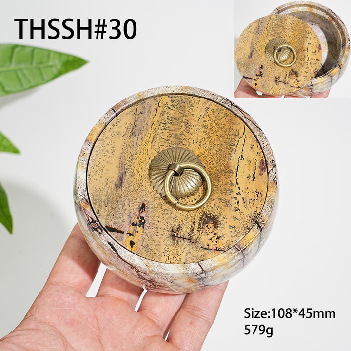 Unique,Natural Artisan Picture Jasper Trinket Box