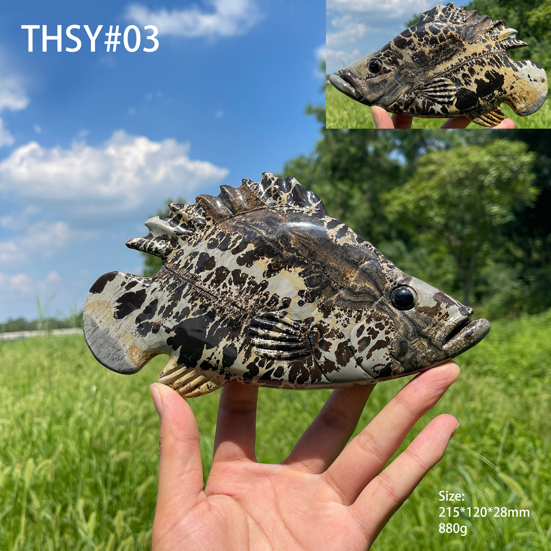 Unique,Natural Crystal Cute Picture Jasper Fish Carving