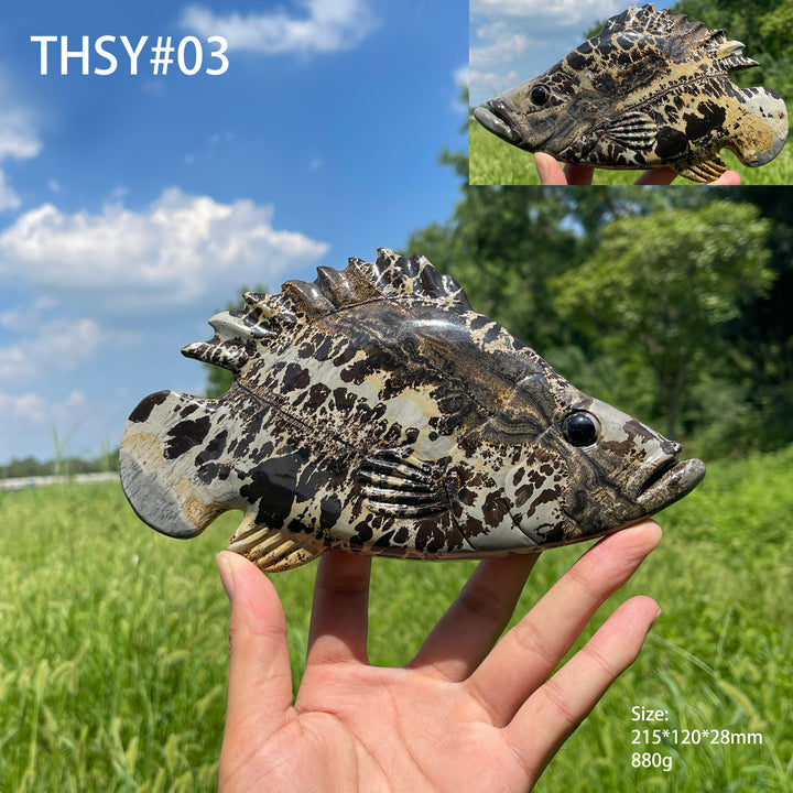 Unique,Natural Crystal Cute Picture Jasper Fish Carving