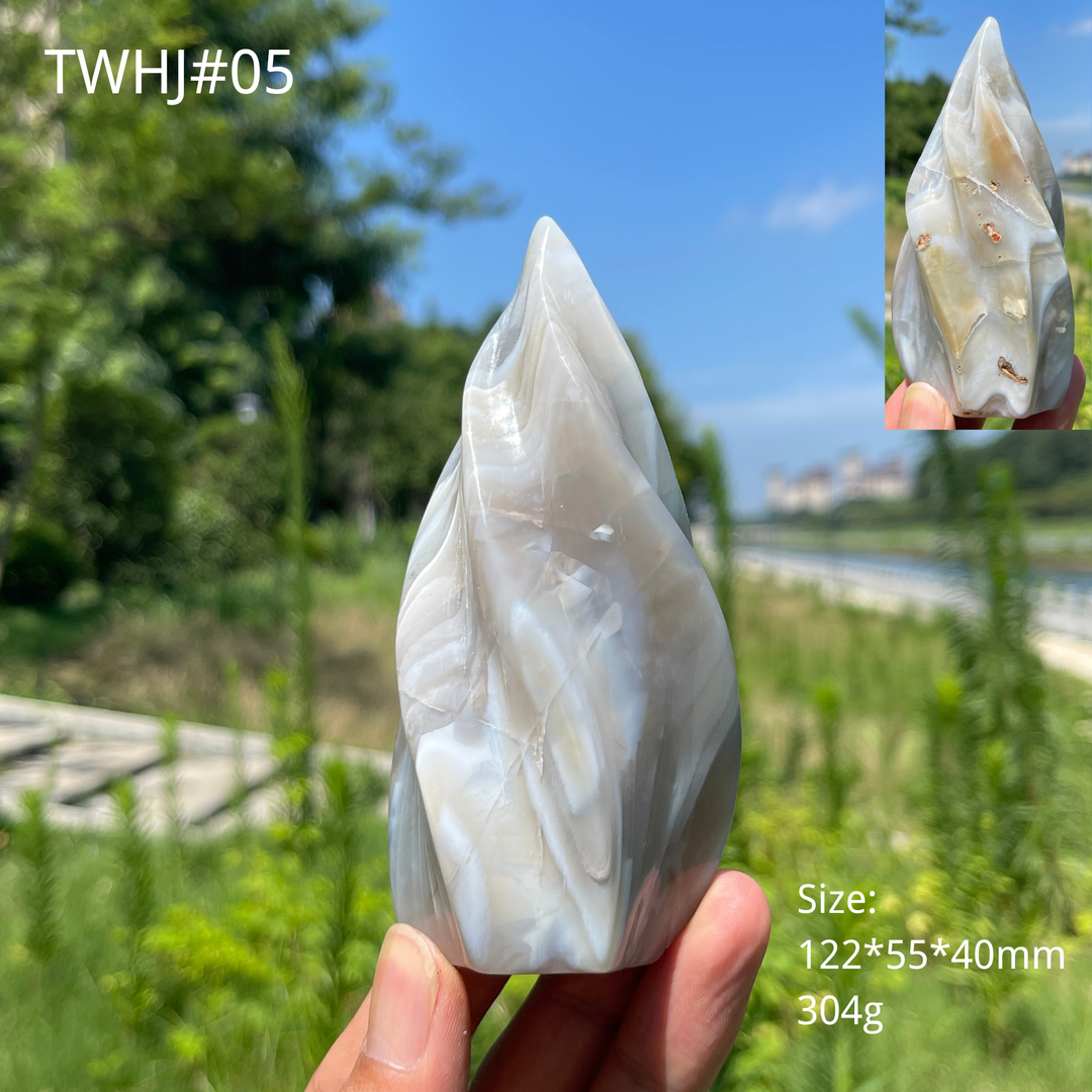 Unique,Natural Crystal Banded Agate Torch Ornament