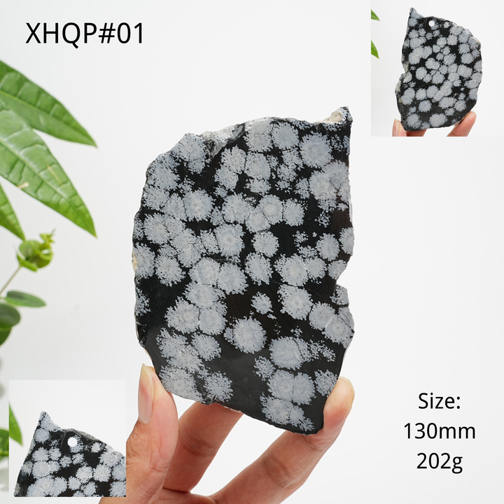 Unique,A Slightly Imperfect Natural Crystal Snowflake Obsidian Slice