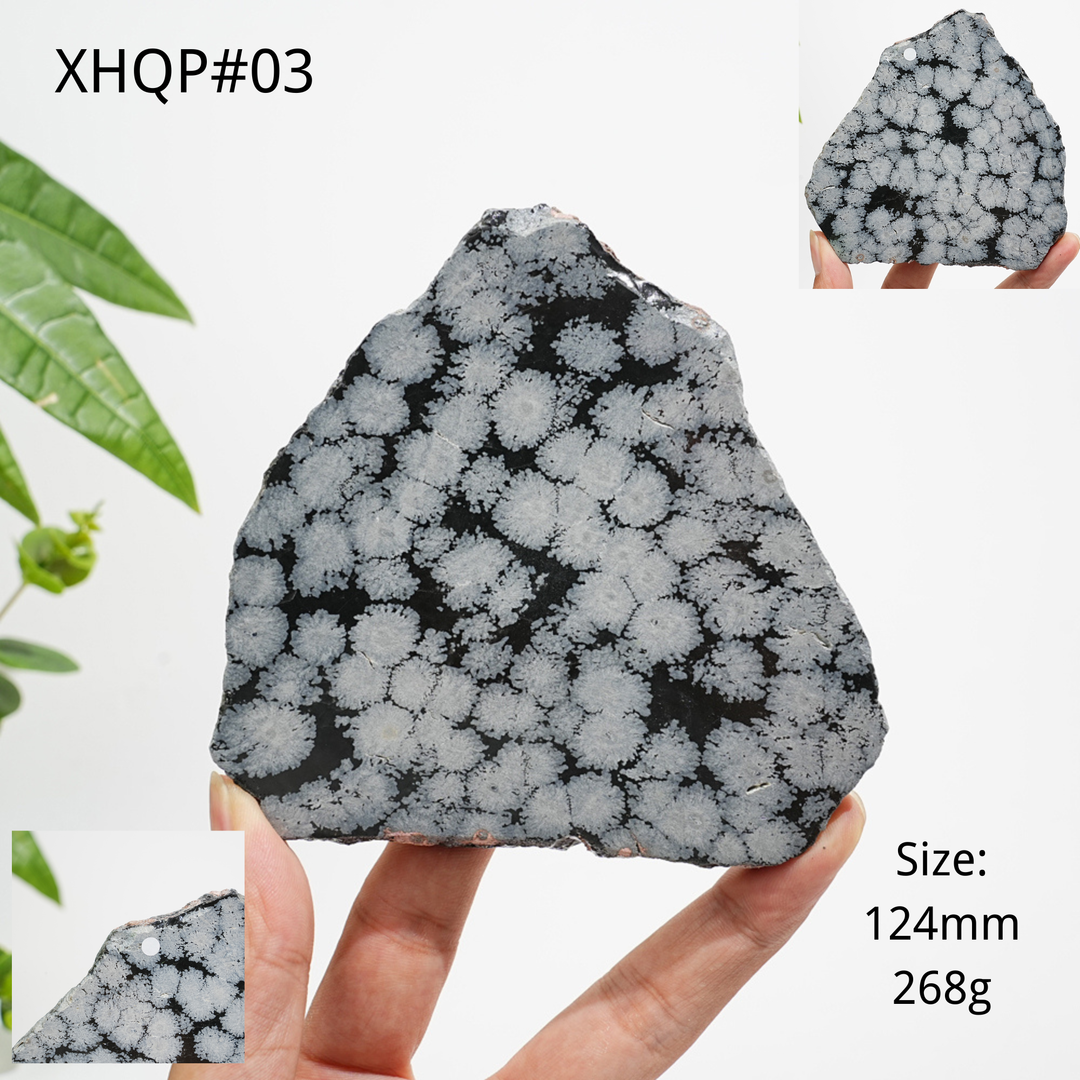 Unique,A Slightly Imperfect Natural Crystal Snowflake Obsidian Slice