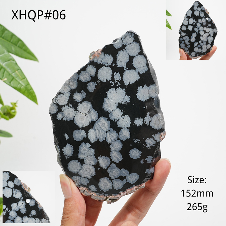 Unique,A Slightly Imperfect Natural Crystal Snowflake Obsidian Slice