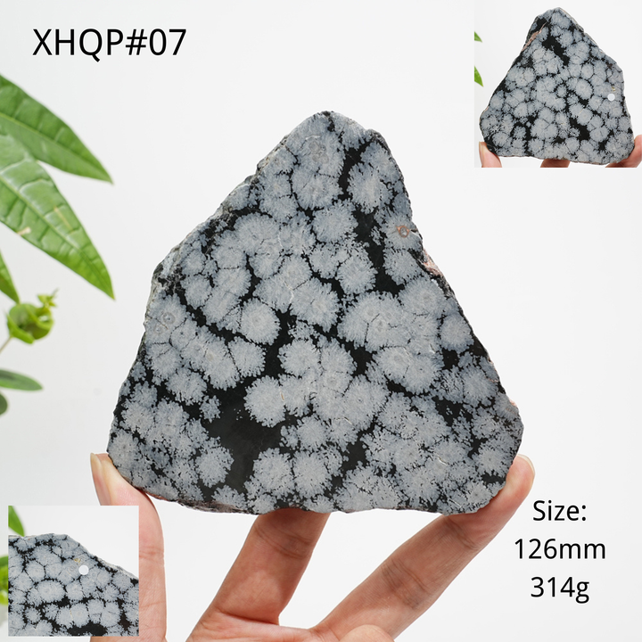 Unique,A Slightly Imperfect Natural Crystal Snowflake Obsidian Slice