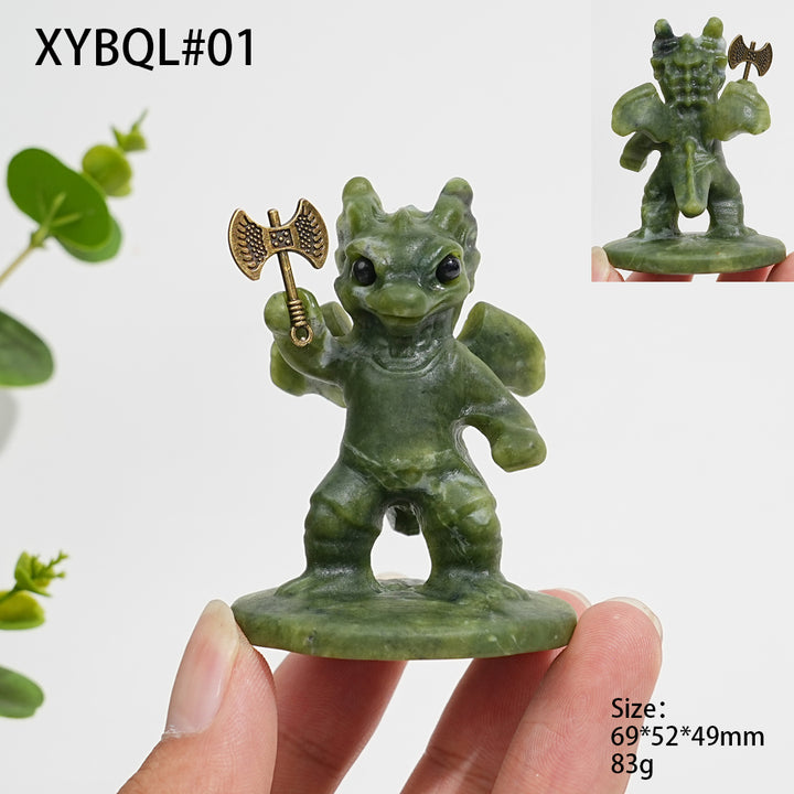 Unique,Natural Crystal Serpentine Warrior Dragon